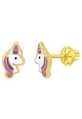 little handsome multi colored enamel unicorn baby stud earrings